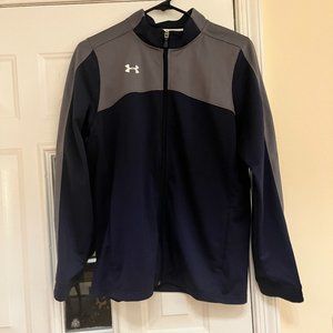 Boys Under Armour Navy Blue and Gray Full Zip Up Jacket Youth Extra Large